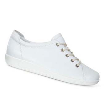 Women's Ecco Soft 2.0 Tie Sneakers White | USA 231HAP